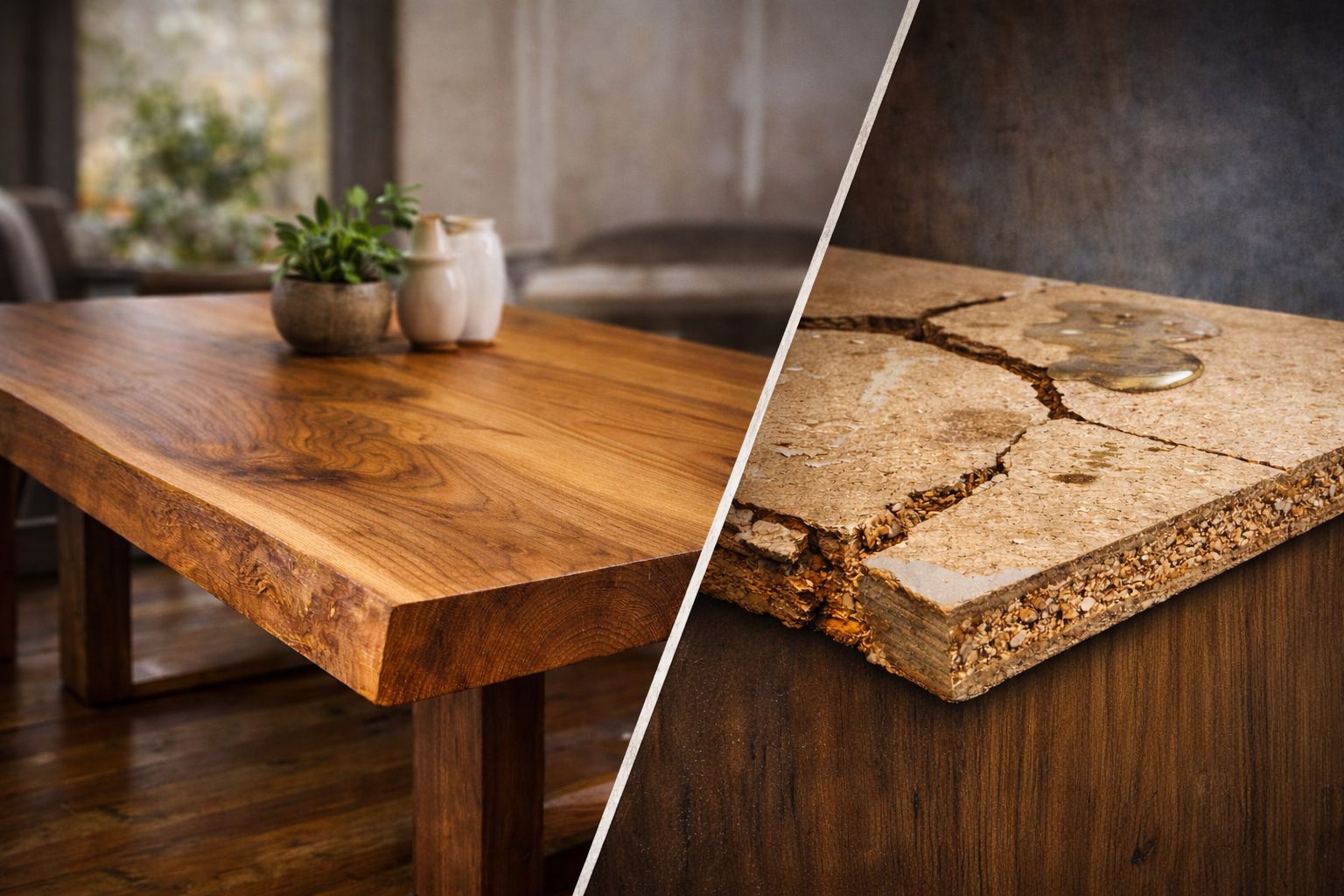 masa din lemn masiv sau din pal?